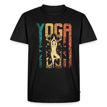 Yoga Rétro Vintage - T-shirt Premium bio Homme - noir - Devant - Nico (187cm)