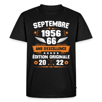 Septembre 1956 Idée cadeau d'anniversaire 66 ans - T-shirt Premium bio Homme - noir - Devant - Nico (187cm)