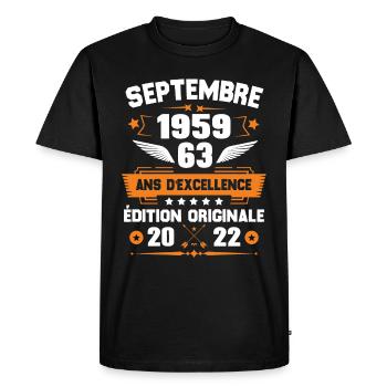 Septembre 1959 Idée cadeau d'anniversaire 63 ans - T-shirt Premium bio Homme - noir - Devant - Nico (187cm)