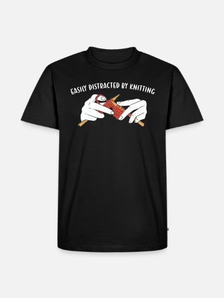 Easily Distracted By Knitting - Men's Premium Organic T-Shirt - black