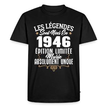 Les légendes sont nées en 1946 édition limitée - T-shirt Premium bio Homme - noir - Devant - Nico (187cm)