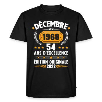 Cadeau D'anniversaire Rétro 54 Ans Décembre 1968 - T-shirt Premium bio Homme - noir - Devant - Nico (187cm)