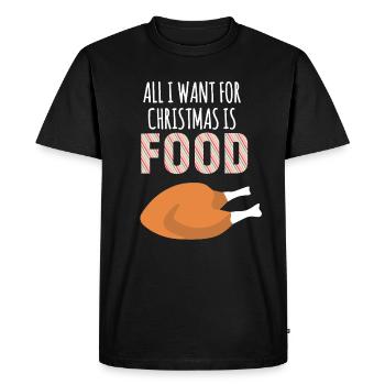Tout ce que je veux pour Noël, c’est de la nourriture ! Drôle de Noël - T-shirt Premium bio Homme - noir - Devant - Nico (187cm)