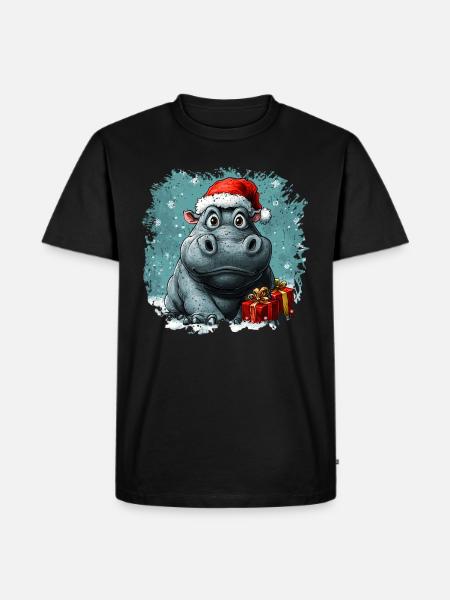 Hippopotamus Christmas - Men's Premium Organic T-Shirt - black