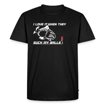 Carp carp i love it when they suck my balls - Men's Premium Organic T-Shirt - black - Front - Nico (187cm)