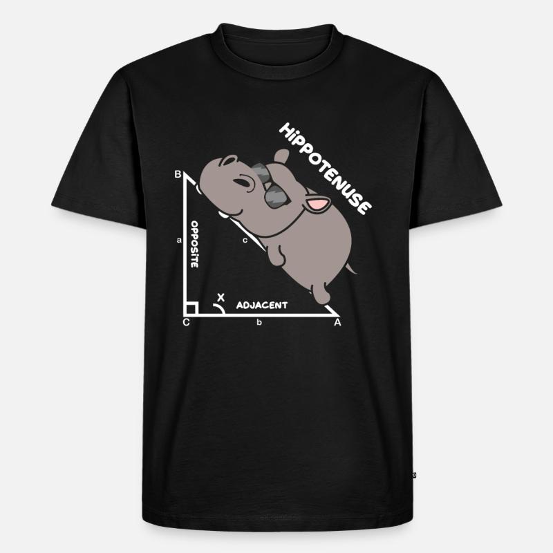 Hypotenuse Hippo Hippopotamus Math Geometry - Men's Premium Organic T-Shirt - black