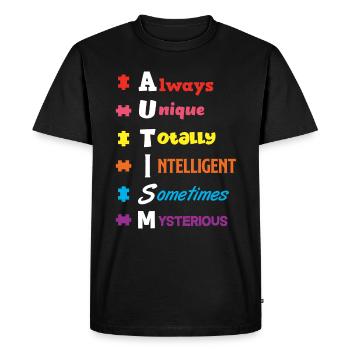 Autism Autism Autist Asperger Syndrome Puzzle - T-shirt Premium bio Homme - noir - Devant - Nico (187cm)