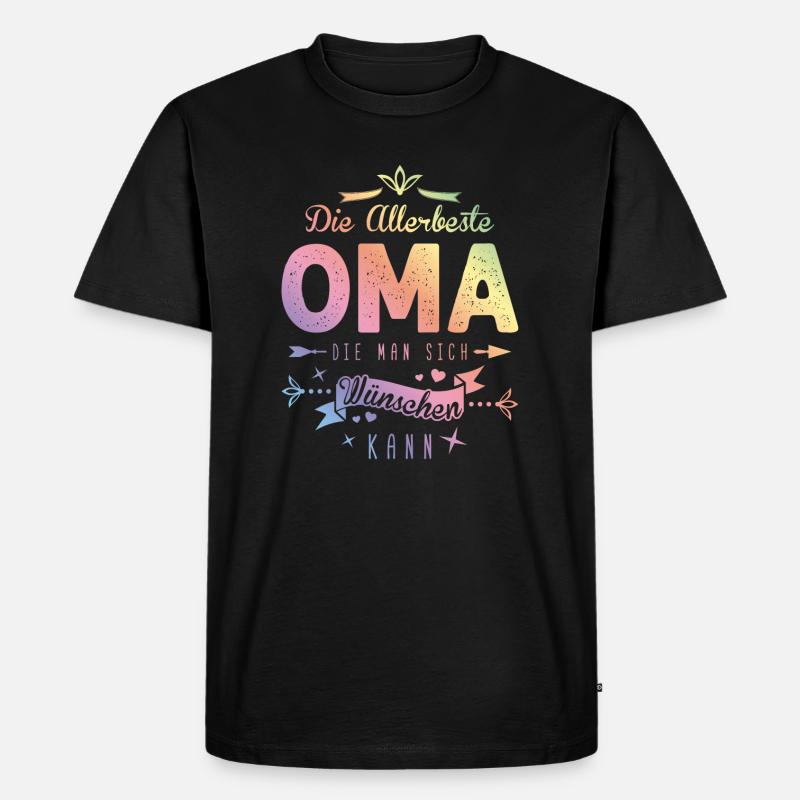 Die Beste Oma Spruch Bunt - Männer Premium Bio T-Shirt - Schwarz