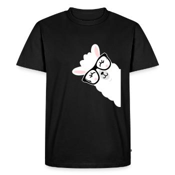 Cute Llama Alpaca gift jumping spit - Men's Premium Organic T-Shirt - black - Front - Nico (187cm)