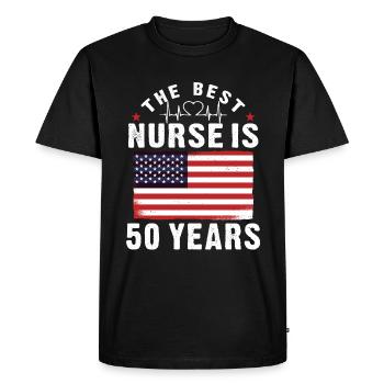Infirmière 50e anniversaire Infirmière 50 ans - T-shirt Premium bio Homme - noir - Devant - Nico (187cm)