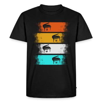 Piano piano pianiste vintage piano joueur - T-shirt Premium bio Homme - noir - Devant - Nico (187cm)