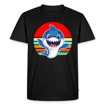 Baby shark vintage cute shark retro laughing gift - Men's Premium Organic T-Shirt - black - Front - Nico (187cm)