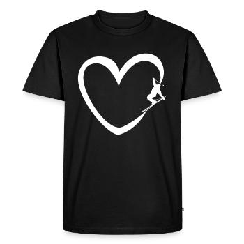 Ski coeur cadeau après les remontées mécaniques - T-shirt Premium bio Homme - noir - Devant - Nico (187cm)