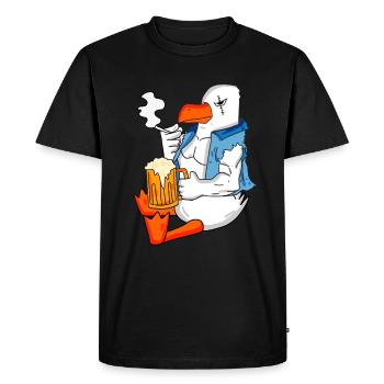 Bière de mouette dangereuse mouette de la mer du Nord Moin - T-shirt Premium bio Homme - noir - Devant - Nico (187cm)