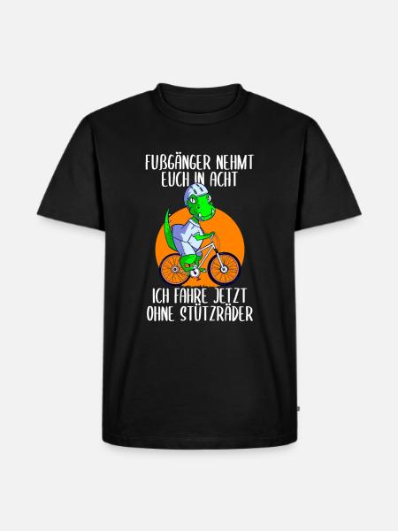 Kinder Fahrrad ohne Stützräder Spruch mit Dino - Männer Premium Bio T-Shirt - Schwarz