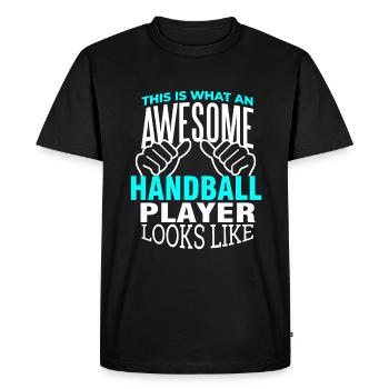 Handball player cool handball hall - Men's Premium Organic T-Shirt - black - Front - Nico (187cm)