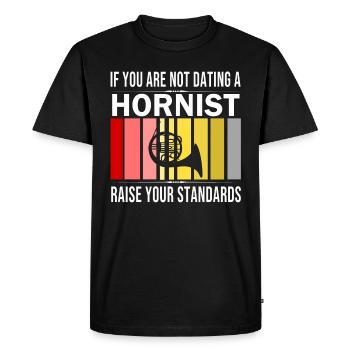 Joueur de cor français musicien instrument de cor français - T-shirt Premium bio Homme - noir - Devant - Nico (187cm)