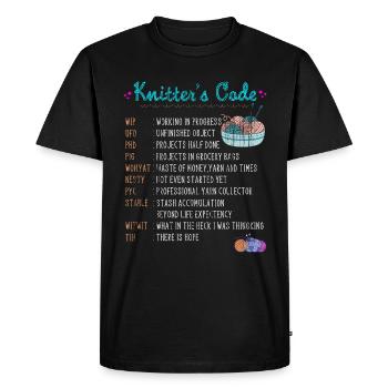 Knitting sewing want to crochet needle knitter - Men's Premium Organic T-Shirt - black - Front - Nico (187cm)