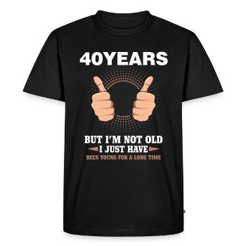 40.Anniversaire Drôle 40 ans Jeune Drôle - T-shirt Premium bio Homme - noir - Devant - Nico (187cm)