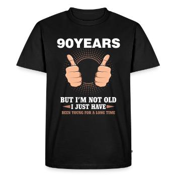 90.Anniversaire Drôle 90 ans Jeune Drôle - T-shirt Premium bio Homme - noir - Devant - Nico (187cm)