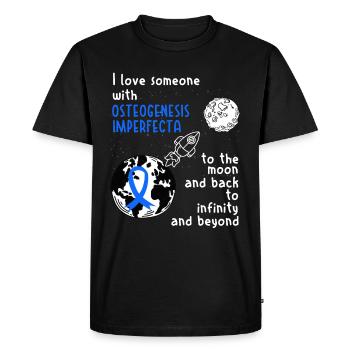 Ostéogenèse Imperfecta Os de verre Bleu Boucle - T-shirt Premium bio Homme - noir - Devant - Nico (187cm)