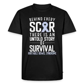 Bowel Syndrome Awareness Periwinkle Ribbon IBS - Men's Premium Organic T-Shirt - black - Front - Nico (187cm)