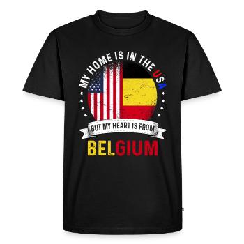 Belgian American Flag Belgian Roots USA Citizen - T-shirt Premium bio Homme - noir - Devant - Nico (187cm)