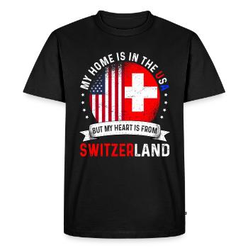 Swiss American Flag Swiss Roots USA Citizen - T-shirt Premium bio Homme - noir - Devant - Nico (187cm)