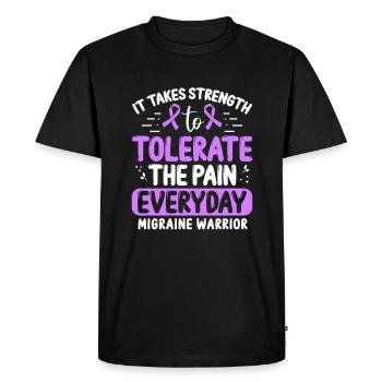 Chronic Migraine Awareness Purple Ribbon Fighter - Men's Premium Organic T-Shirt - black - Front - Nico (187cm)