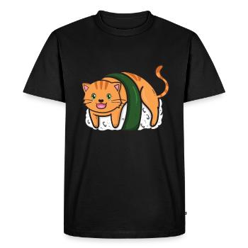 Kawaii Japanese Sushi Cats Anime Japan - Men's Premium Organic T-Shirt - black - Front - Nico (187cm)