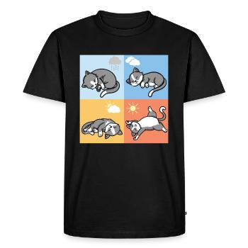 funny sleeping weather cats cuddly outfit - Men's Premium Organic T-Shirt - black - Front - Nico (187cm)
