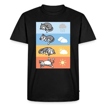 funny sleeping weather cats cuddly outfit - Men's Premium Organic T-Shirt - black - Front - Nico (187cm)