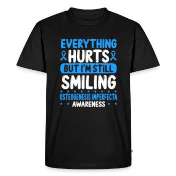 Osteogenesis Imperfecta Awareness Blue Ribbon - Men's Premium Organic T-Shirt - black - Front - Nico (187cm)