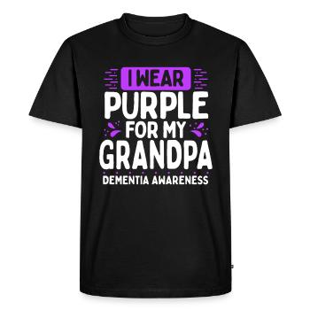 Dementia Awareness Purple Ribbon Grandfather - Men's Premium Organic T-Shirt - black - Front - Nico (187cm)