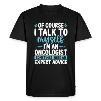 Oncologue Parlez-moi-même Chimiothérapie Cancer - T-shirt Premium bio Homme - noir - Devant - Nico (187cm)