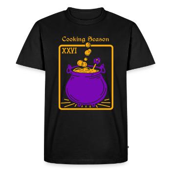 Carte de tarot de sorcellerie du chaudron d’Halloween - T-shirt Premium bio Homme - noir - Devant - Nico (187cm)