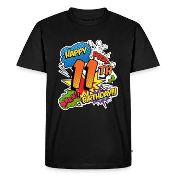 11ème anniversaire Jeunes super-héros de style comique - T-shirt Premium bio Homme - noir - Devant - Nico (187cm)