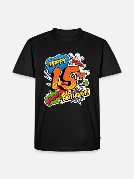 15 års fødselsdag Unge Comic Style Superhelte - Herre Premium økologisk T-shirt - sort