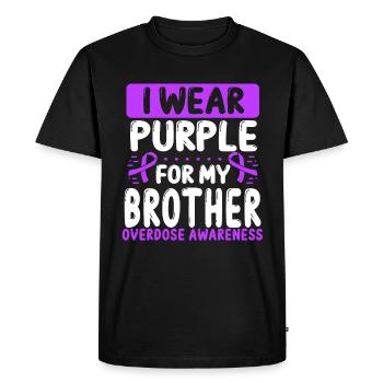 Brother Purple Ribbon Twin Overdose Awareness - Men's Premium Organic T-Shirt - black - Front - Nico (187cm)