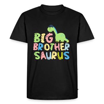 Promu grand frère Saurus Dinosaur - T-shirt Premium bio Homme - noir - Devant - Nico (187cm)