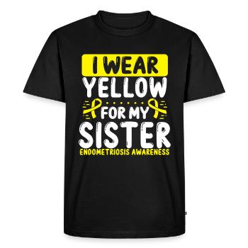 Sister Yellow Ribbon Twin Endometriosis Awareness - Men's Premium Organic T-Shirt - black - Front - Nico (187cm)