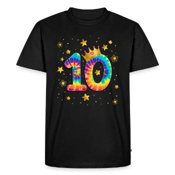 Teinture d’anniversaire colorée 10 ans filles 10. - T-shirt Premium bio Homme - noir - Devant - Nico (187cm)