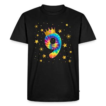 Teinture d’anniversaire colorée 9 ans filles 9. - T-shirt Premium bio Homme - noir - Devant - Nico (187cm)
