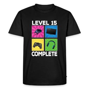 Niveau 15 complet 2007 Jeu 15e anniversaire - T-shirt Premium bio Homme - noir - Devant - Nico (187cm)