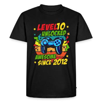 Niveau 10 Jeu débloqué 2012 10e anniversaire - T-shirt Premium bio Homme - noir - Devant - Nico (187cm)