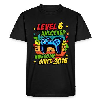 Level 6 Unlocked 2016 Game 6th Birthday - Men's Premium Organic T-Shirt - black - Front - Nico (187cm)