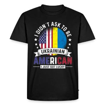 Drapeaux ukrainiens américains Fierté Ukraine Drapeau - T-shirt Premium bio Homme - noir - Devant - Nico (187cm)