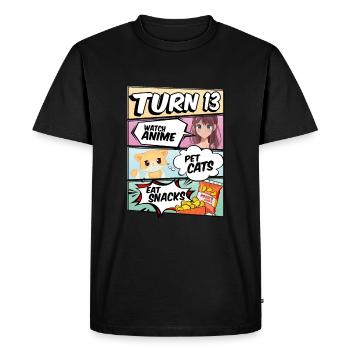 13ème anniversaire Anime Girl - T-shirt Premium bio Homme - noir - Devant - Nico (187cm)