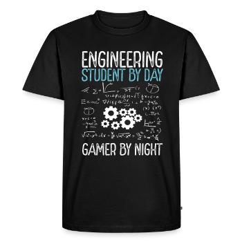 Diplômé de l’école d’étudiants du Collège d’ingénieurs - T-shirt Premium bio Homme - noir - Devant - Nico (187cm)