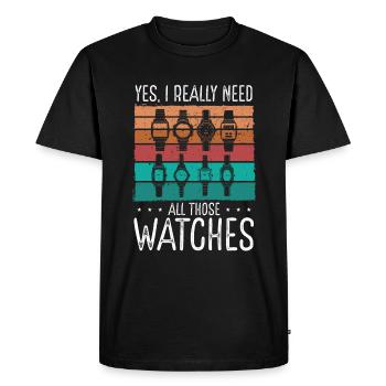 Montre Collector Vintage Watch Box Watch Collection - T-shirt Premium bio Homme - noir - Devant - Nico (187cm)